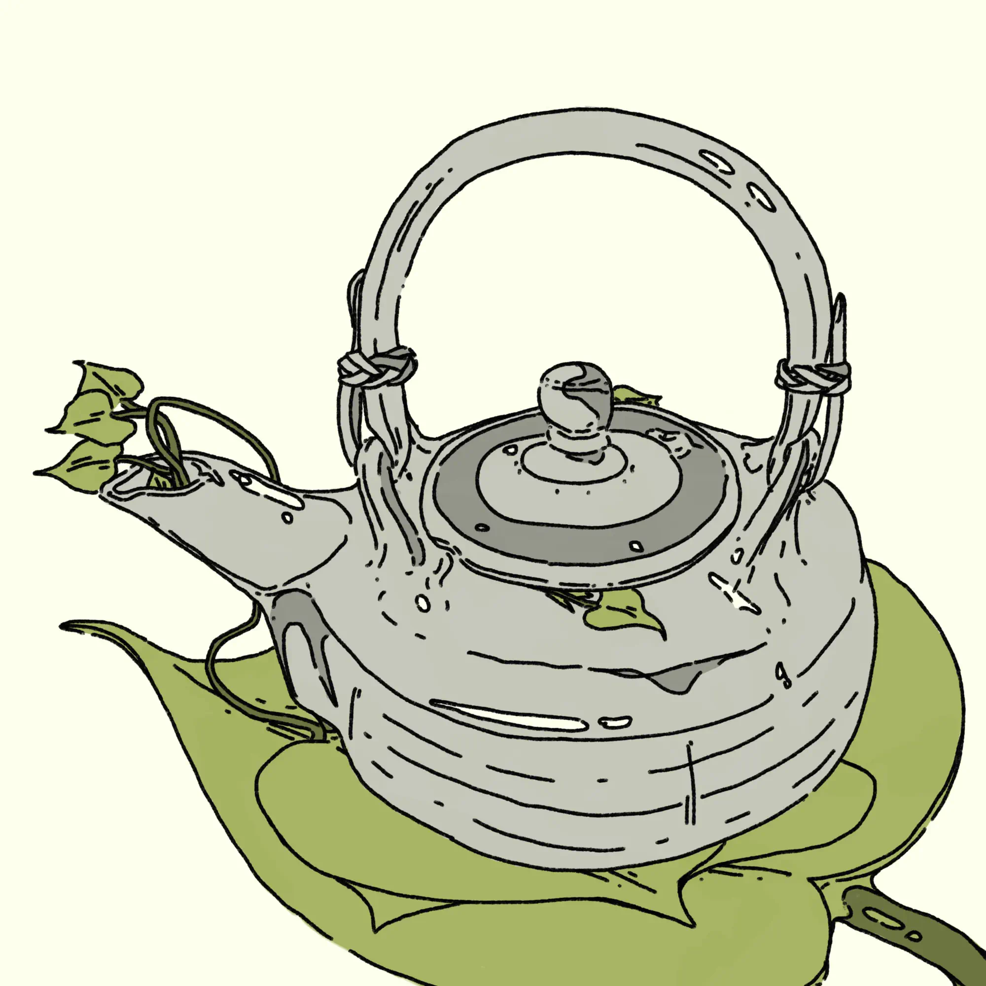 A frog and toad inspired garden tea pot.