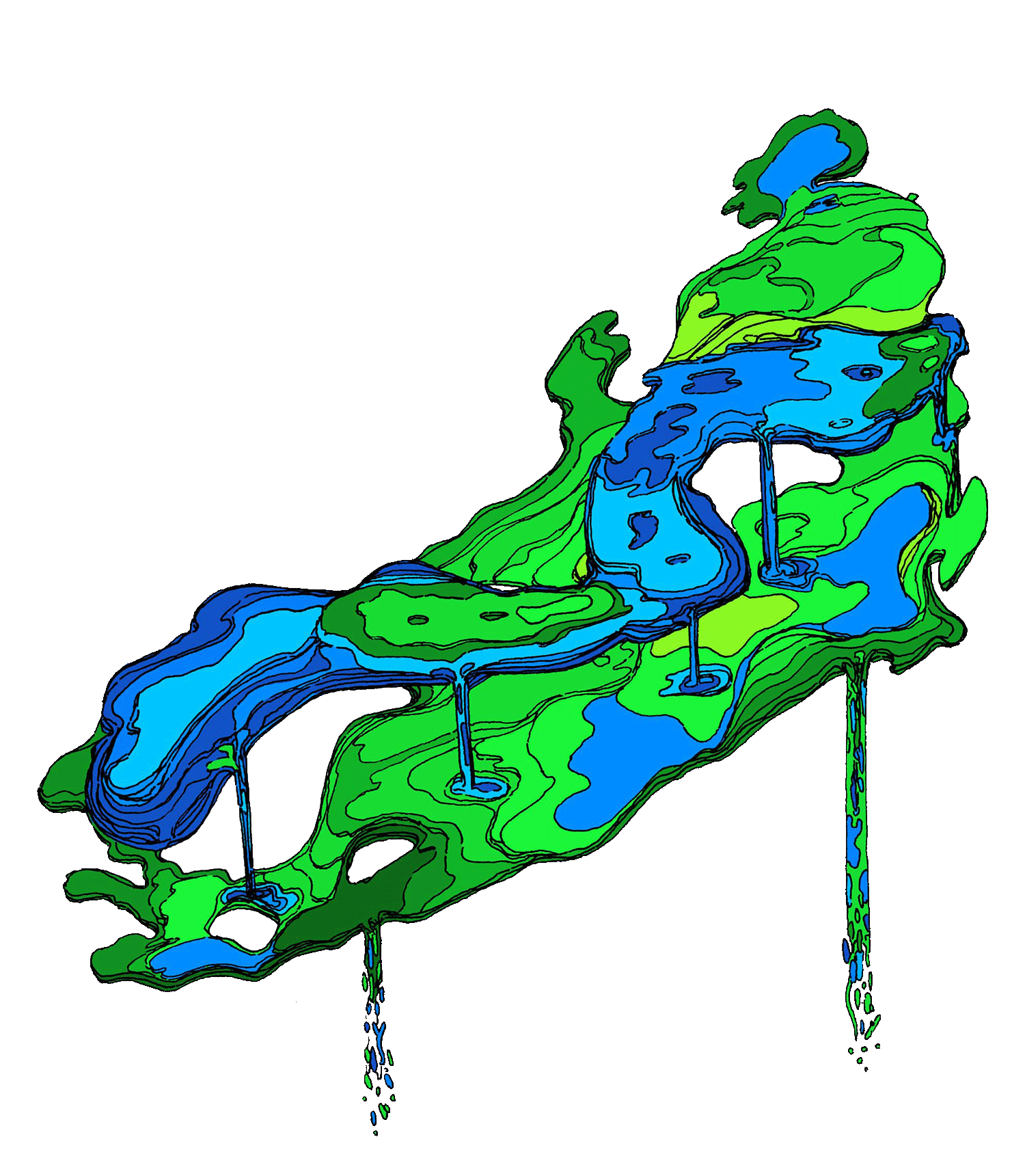 The Zones of Lakes B and C line art
