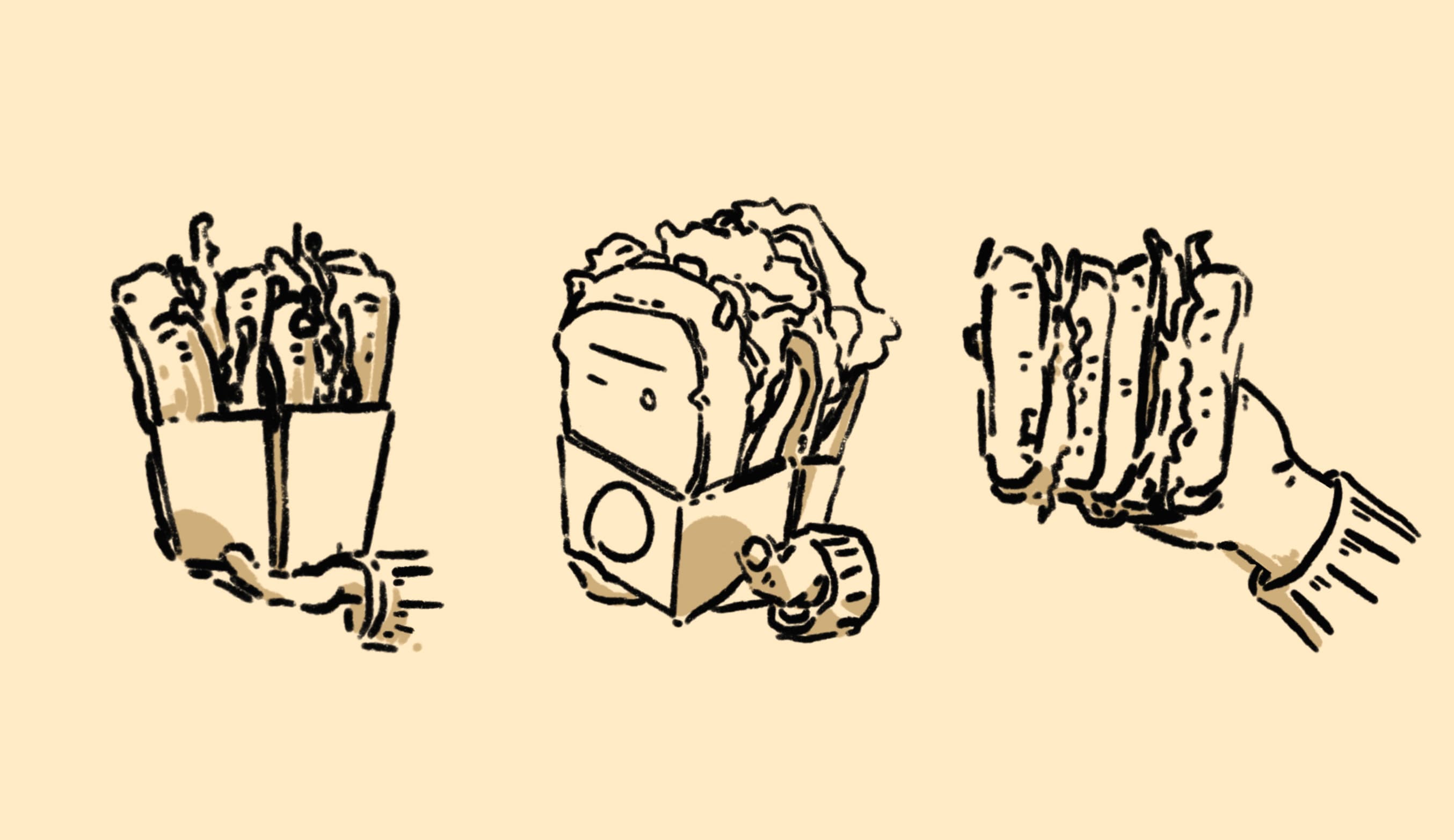 a drawing of sandwiches